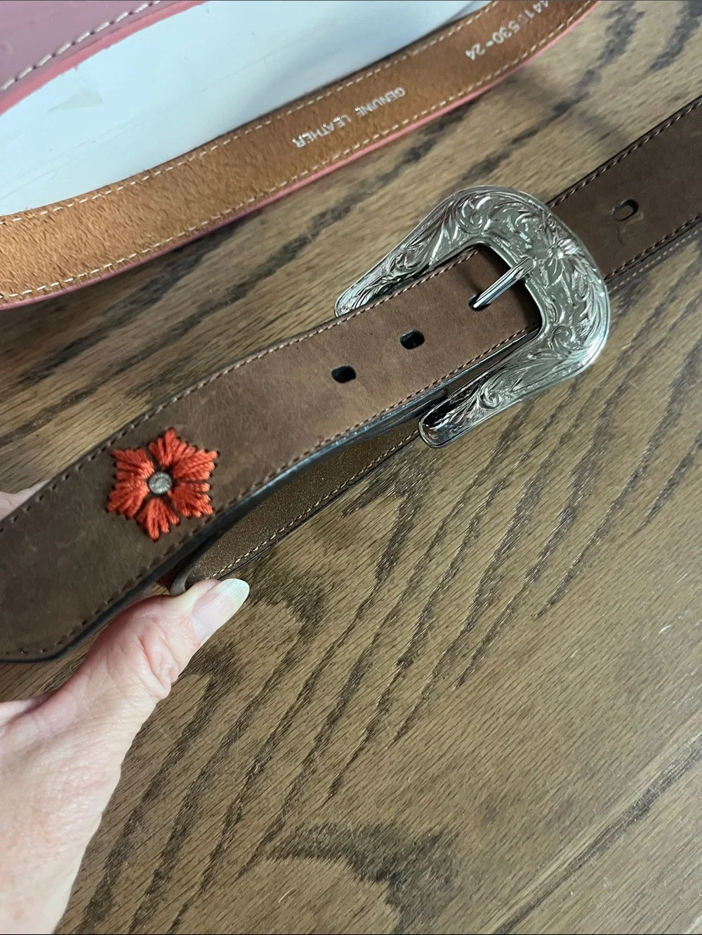 2 Nocona Western-Style Belts with Decorative Buckle size 24